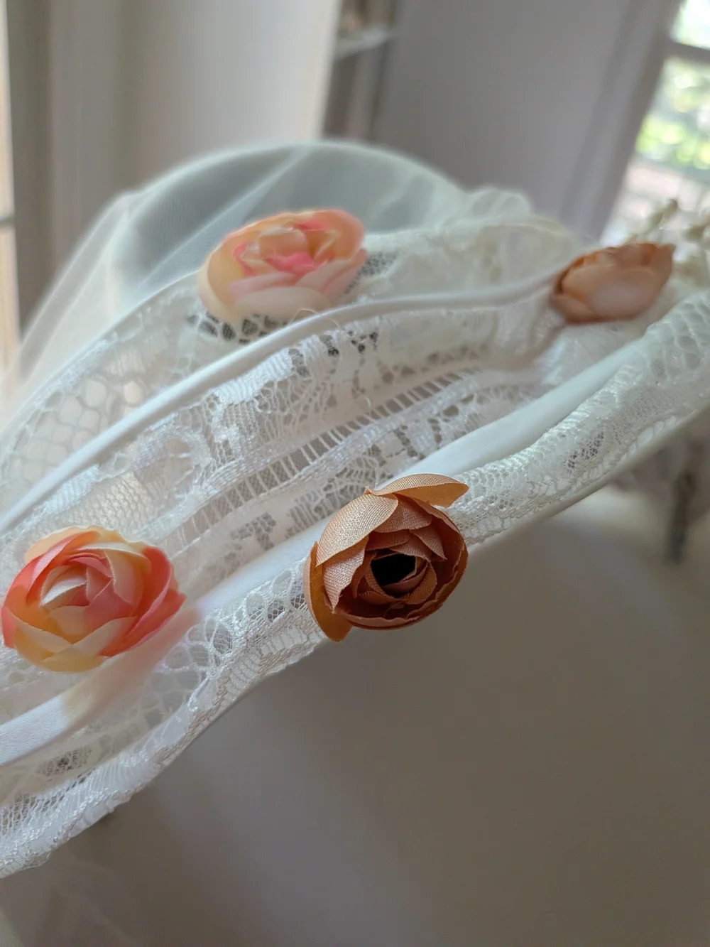 Vintage Floral Bridal Headband Off White